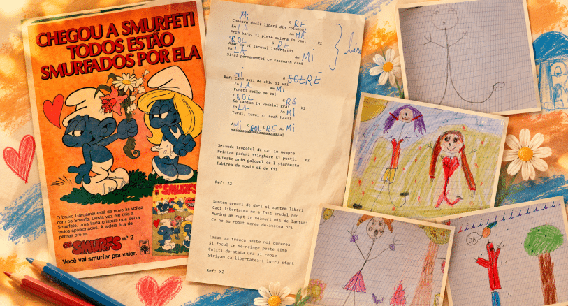 Nostalgic Smurfs School Memories Collage - gradinita si scoala Lorelay